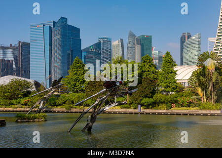 Singapour, en Asie. Le centre-ville de Singapour vu de Gardens by the Bay Banque D'Images