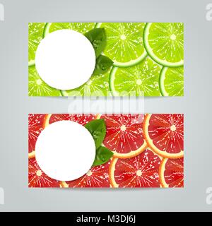 Ensemble de bannières avec lime, pamplemousse Illustration de Vecteur