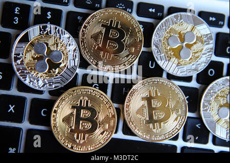 Et l'ondulation cryptocurrency Bitcoin Banque D'Images