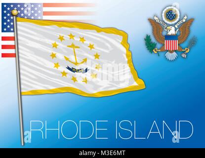 Rhode Island état fédéral drapeau, United States Illustration de Vecteur