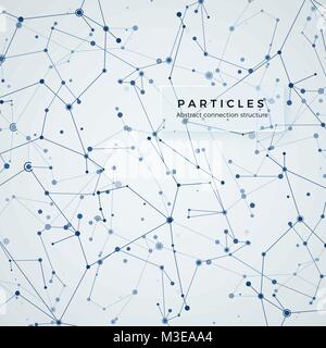 Nœud, les points et les lignes. La complexité abstraite fond graphique géométrique. Structure de l'atome, molécule et la communication. Grand complexe de données avec des composés. Illustration de Vecteur