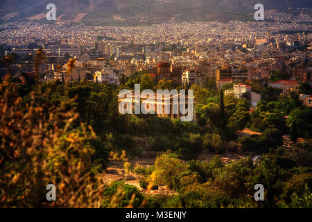 Coucher du soleil sur l'Acropole, Athènes Grèce prises en 2013 Banque D'Images