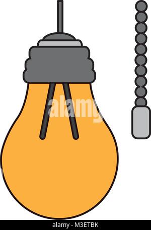 Lampe suspendue avec ampoule électrique avec chaîne Illustration de Vecteur