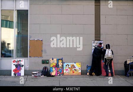 Vente Artistes Oeuvres d'art sur le trottoir à New York City.USA Banque D'Images