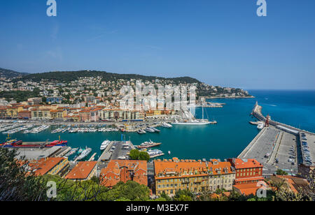 France, Alpes-Maritime, département de la Côte d'Azur, Nice, vue de Port Lympia de Castle Hill Banque D'Images