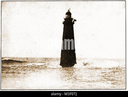 Old American phares, phares et les aides à la navigation - Minots Ledge (ou roches Cohasset) phare ou une station Scituate, Massachusetts en 1923 Banque D'Images