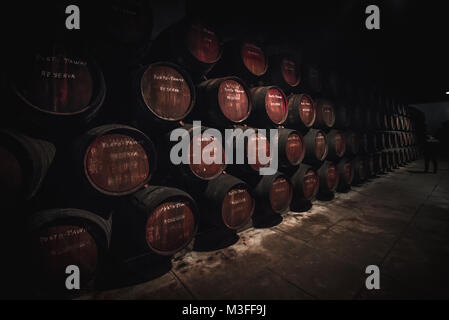 Fûts de Porto Tawny reserva à Ferreira Caves à Vila Nova de Gaia ville du Portugal Banque D'Images