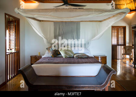 L'intérieur d'une pièce dans le Turtle Inn Francis Ford Cappola s beach front hotel Placencia, Belize Amérique Centrale Banque D'Images