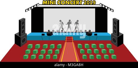 Mini concert en perspective design plat, 3D design vectoriel Illustration de Vecteur