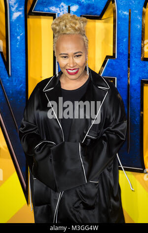 Emeli Sande assiste à la première européenne de Marvel Studios' 'Black Panther' à l'Eventim Apollo Hammersmith, le 8 février 2018 à Londres, Angleterre Banque D'Images