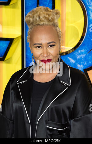 Emeli Sande assiste à la première européenne de Marvel Studios' 'Black Panther' à l'Eventim Apollo Hammersmith, le 8 février 2018 à Londres, Angleterre Banque D'Images