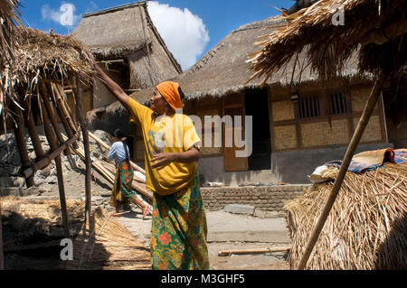 Lombok, au sud de l'île est le cœur de la traditionnelle culture sesaks, plus précisément entre les villages de Rembitan et Sade. Lombok, Indonésie Banque D'Images