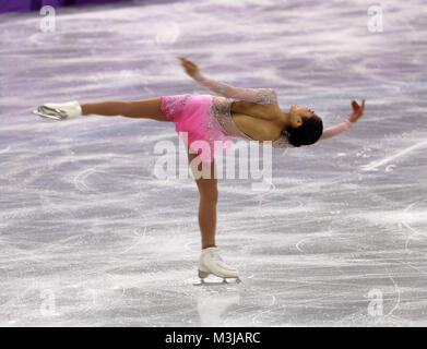 Gangneung, Corée du Sud. Feb 11, 2018. SATOKO Miyahara du Japon en action au cours de l'équipe Dames Programme court de patinage artistique unique événement à Gangneung Ice Arena pendant le 2018 Jeux Olympiques d'hiver de Pyeongchang. Crédit : Scott Mc Kiernan/ZUMA/Alamy Fil Live News Banque D'Images