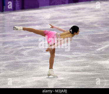 Gangneung, Corée du Sud. Feb 11, 2018. SATOKO Miyahara du Japon en action au cours de l'équipe Dames Programme court de patinage artistique unique événement à Gangneung Ice Arena pendant le 2018 Jeux Olympiques d'hiver de Pyeongchang. Crédit : Scott Mc Kiernan/ZUMA/Alamy Fil Live News Banque D'Images