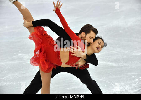 Gangneung, Corée du Sud, 11 février 2018. Yura Min et Alexandre Gamelin de Corée du Sud en action au cours de la danse programme court dans les Jeux Olympiques de l'Ice Arena à Gangneung Gangneung, Corée du Sud, 11 février 2018. Photo : Peter Kneffel/dpa/Alamy Live News Banque D'Images