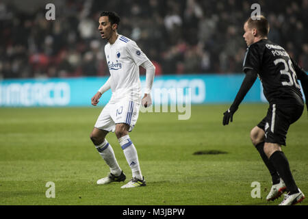 Copenhague, Danemark. 10 Février, 2018. Carlos Zeca (10), du FC Copenhague vu au cours de l'alka Superliga match contre Randers FC en Telia Parken de Copenhague. Gonzales : Crédit Photo/Alamy Live News Banque D'Images