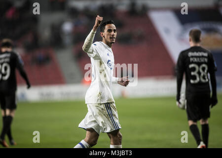 Copenhague, Danemark. 10 Février, 2018. Carlos Zeca (10), du FC Copenhague vu au cours de l'alka Superliga match contre Randers FC en Telia Parken de Copenhague. Gonzales : Crédit Photo/Alamy Live News Banque D'Images