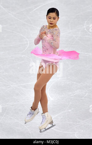 Gangneung, Corée du Sud, 11 février 2018. Satoko Miyahara du Japon en action pendant les Jeux Olympiques femmes simple programme court dans le Gangneung Ice Arena à Gangneung, Corée du Sud, 11 février 2018. Photo : Peter Kneffel/dpa/Alamy Live News Banque D'Images