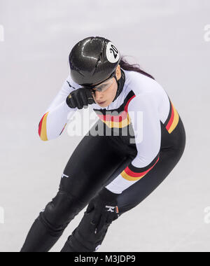 Bianca WALTER (GER) en, Aktion wirkt déçu ; patinage de vitesse courte piste/femmes/Frauen (Vorlaufe Vorlaeufe 500 m) Gangneung Ice Arena am 10.02.2018, Olympische Winterspiele 2018, vom 09.02. - 25.02.2018 à PyeongChang/ Suedkorea. Dans le monde d'utilisation | Banque D'Images