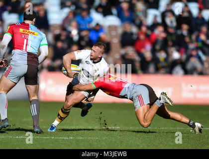 London, UK. 11 février 2018. Pendant l'Aviva Premiership match entre Harlequins et les Wasps à Twickenham Stoop, le dimanche 11 février 2018. Londres en Angleterre. Credit : Taka Wu/Alamy Live News Banque D'Images