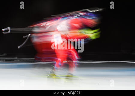 11 février 2018 : Matej Kazar de Slovaquie à Mens 10 km biathlon sprint aux Jeux olympiques au stade de biathlon, Alpensia Pyeongchang, Corée du Sud. Ulrik PedersenCSM Banque D'Images