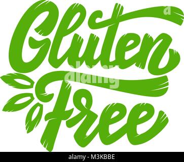 Sans gluten. Phrase lettrage isolé sur fond blanc. L'élément de conception pour poster, emblème, bannière, paquet. Vector illustration Illustration de Vecteur