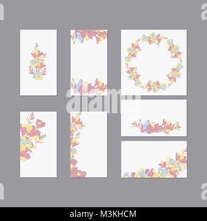 Carte d'invitation de mariage de vœux colorés illustration set. Vecteur conception fleurs collection concept Illustration de Vecteur