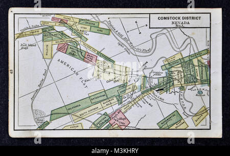 1882 - Carte Atlas Bradstreet Carte Mine d'Or - District de Comstock, Nevada n° 2 - United States Banque D'Images