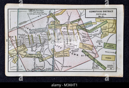 1882 - Carte Atlas Bradstreet Carte Mine d'Or - District de Comstock, Nevada n° 2 - United States Banque D'Images