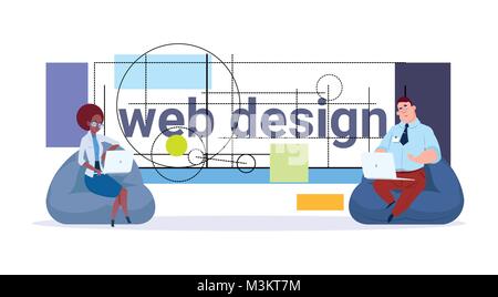 L'équipe de concepteurs de sites Web et la Programmation de travail Projet d'affaires moderne Design graphique Concept Développeurs Illustration de Vecteur