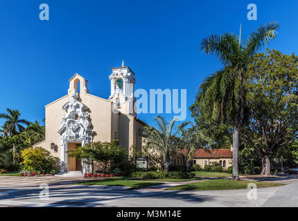 Coral Gables Congregational Church, Comté de Miami-Dade, en Floride, aux États-Unis. Banque D'Images