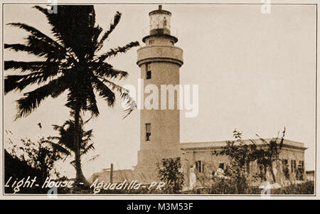 Old American phares, phares et les aides à la navigation - Point Borinquen - light station (aka Punta Borinquen Light ou Faro de Punta Borinquen)) , Aguadilla, Porto Rico en 1923 Banque D'Images