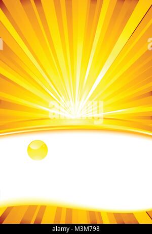 Modèle de carte de Sunburst avec vague orange frontière. Vector illustration Illustration de Vecteur