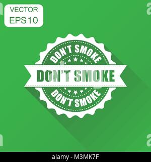 Ne fumez pas à l'icône de tampon en caoutchouc. Concept d'affaires non fumeurs stamp pictogramme. Vector illustration sur fond vert à l'ombre. Illustration de Vecteur