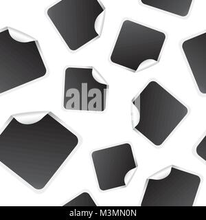 Autocollants vierges de fond transparent. Étiquettes promotionnelles vide. Vector illustration. Tags carré noir et blanc. Illustration de Vecteur
