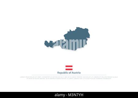 République d'Autriche site isolé et drapeau officiel icons. vector carte politique autrichien logotype. Modèle de page géographique pays européen Illustration de Vecteur