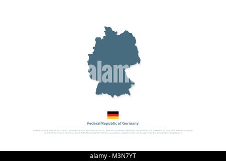 République fédérale d'Allemagne la carte et drapeau officiel. l'icône carte politique allemand vecteur logo. Modèle de page géographique État européen. Deutschland Illustration de Vecteur