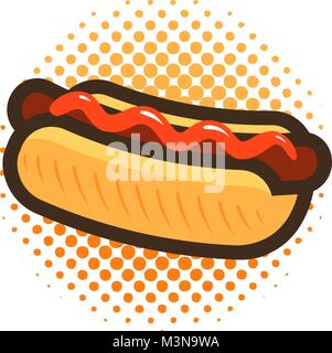 Hot-dog, restauration rapide, vente à emporter logo ou une icône. Vector illustration Illustration de Vecteur