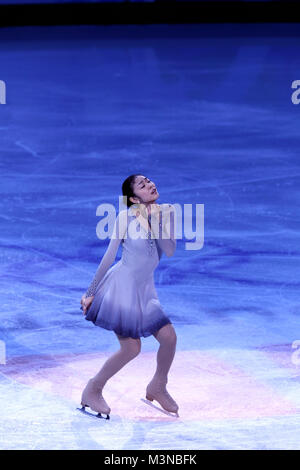 Yu Na Kim, de la Corée effectue au Pacific Coliseum lors d'une exposition pour marquer la fin de la compétition de patinage artistique des Jeux Olympiques de Vancouver. Banque D'Images