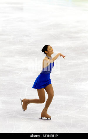 Yu Na Kim de Corée l'exécution de son programme libre à la compétition féminine de patinage artistique aux Jeux Olympiques de Vancouver, le 25 février 2010. Kim a remporté la médaille d'or. Banque D'Images