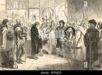 Déposition de Edward II, janvier 1327, le roi Édouard II d'Angleterre, 1284-1327, régna 1307-1327, déposé par l'invasion de 1326 Banque D'Images