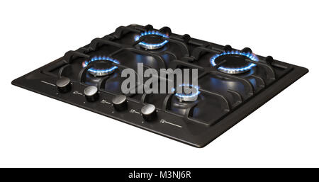Le gaz de la cuisine cuisine blanc fond isolé sur la surface Banque D'Images