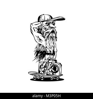 Hipster homme portant les cheveux longs, barbe et moustache, élégant, vector illustration Illustration de Vecteur