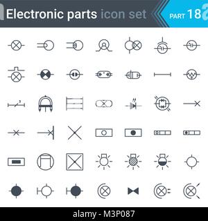 Vector set complet de schéma du circuit électronique et électrique symboles et éléments d'éclairage - Illustration de Vecteur