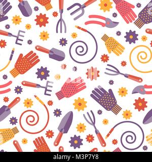 Outils de jardinage. Modèle sans couture Illustration de Vecteur