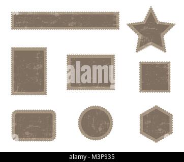 Collection de timbres-poste de blanc isolé sur fond blanc, élément de conception vectorielle Illustration de Vecteur