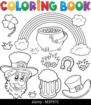 Livre de coloriage St Patricks Day Thème 1 - eps10 vector illustration. Illustration de Vecteur