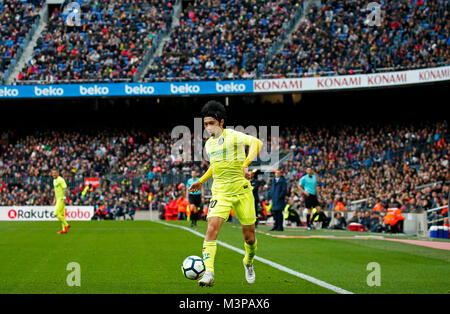 Barcelone, Espagne. Feb 11, 2018. Gaku Shibasaki pendant le match entre le FC Barcelone et Getafe CF, le 11 février 2018, à Barcelone, Espagne. Más Información Gtres Crédit : Comuniación sur ligne, S.L./Alamy Live News Banque D'Images