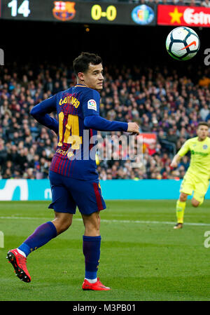 Barcelone, Espagne. Feb 11, 2018. Philippe Coutinho pendant le match entre le FC Barcelone et Getafe CF, le 11 février 2018, à Barcelone, Espagne. Más Información Gtres Crédit : Comuniación sur ligne, S.L./Alamy Live News Banque D'Images