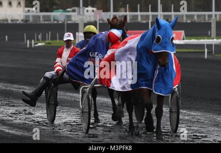 Paris, France. Feb 11, 2018. Pendant le Grand Prix de France 2018, les courses de chevaux le 11 février 2018 à l'Hippodrome de Vincennes à Paris Paris, France - Photo Laurent Lairys / DPPI Crédit : Laurent Locevaphotos Lairys/agence/Alamy Live News Banque D'Images